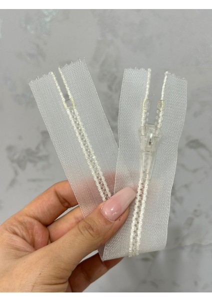 Dişli Beyaz Transparan Fermuar 24X3 cm modelleri