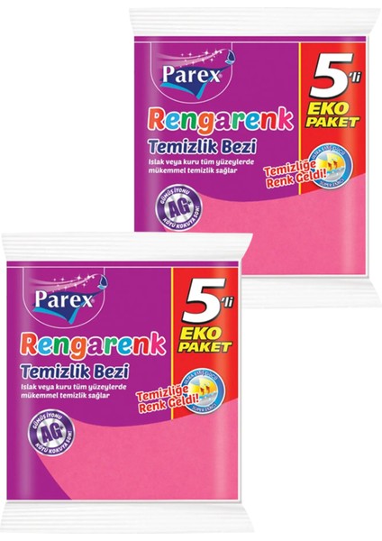 Rengarenk 5'li Temizlik Bezi İkili Paket