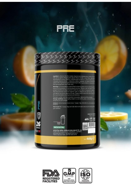 Vitalest Pre Workout 468G. 26 Servis Limon fırsatları