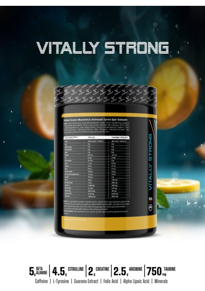 Vitalest Pre Workout 468G. 26 Servis Limon indirimleri