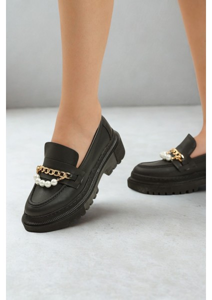 Loafer Günlük Kadın Inci Taş Detaylı Rahat Ayakkabı modelleri