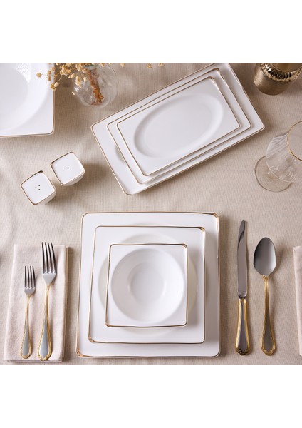 Crystal Ixir Gold 56 Parça 12 Kişilik Yemek Takımı modelleri