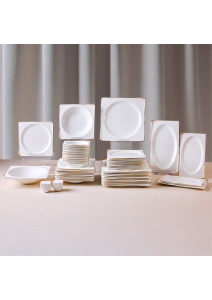 Crystal Ixir Gold 56 Parça 12 Kişilik Yemek Takımı
