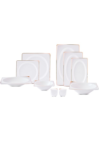 Crystal Ixir Gold 56 Parça 12 Kişilik Yemek Takımı