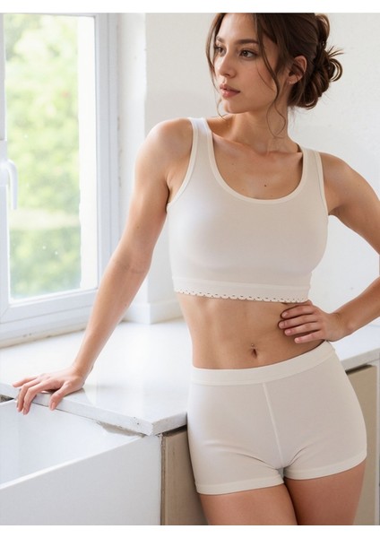 Kadın Giyim Kalın Askılı Pamuklu Üst & Modal Boxer Şort Ikili Takım LL.237.IL2255.001 fiyatları