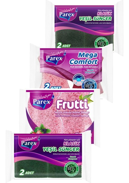 Mega Comfort, Frutti Kokulu, Klasik Düz ve Oluklu Sünger Seti