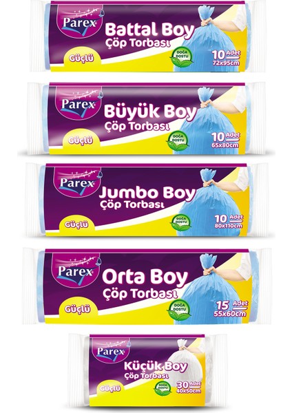 Güçlü Çöp Torbası Karışık Boy Beşli Paket