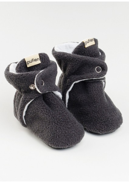 Antrasit, Organik Pamuk Astarlı, Bebek Pandufu, Kaydırmaz Tabanlı Ilk Adım Ev Patiği
