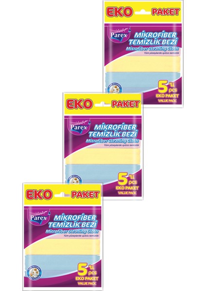 Mikrofiber 5'li Temizlik Bezi Üçlü Paket