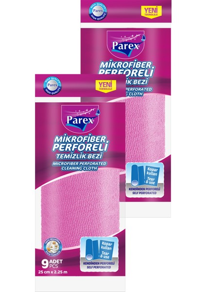 Mikrofiber Perforeli 9’lu Rulo Bez Ikili Paket