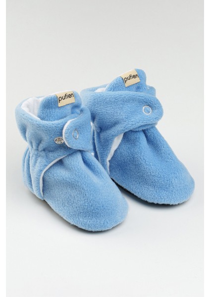 Mavi, Organik Pamuk Astarlı, Bebek Pandufu, Kaydırmaz Tabanlı Ilk Adım Ev Patiği