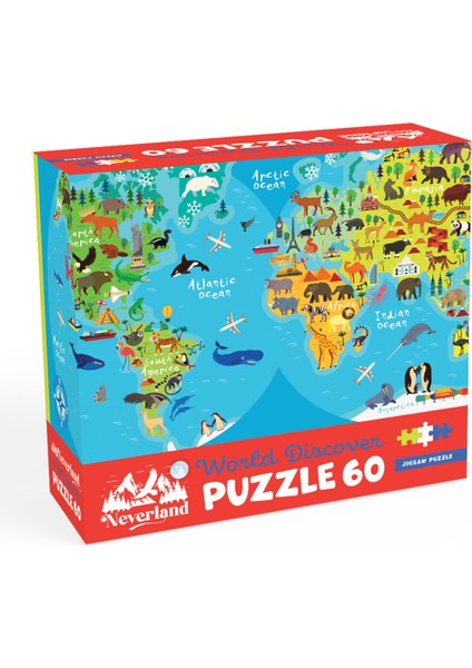 60 Parça Çocuk Puzzle - World Dıscover (Dünyayı Keşfet)