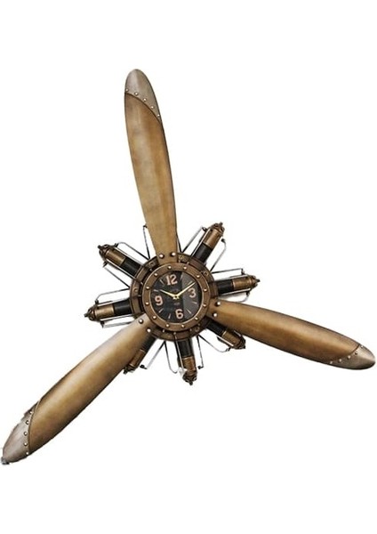 Dev Boy Eskitme Metal Uçak Pervane Saat 120CM