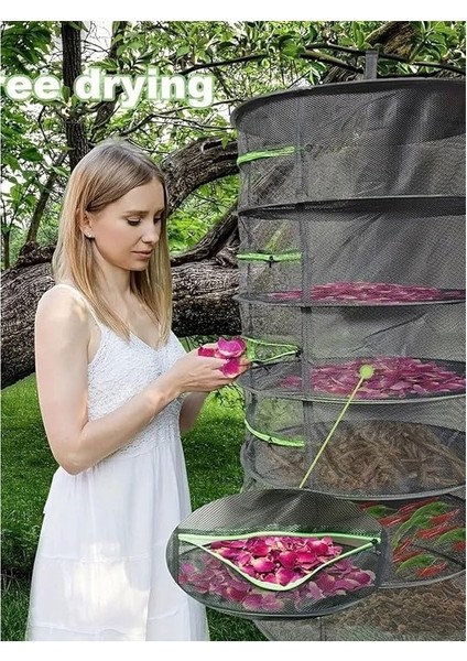 4 Katlı Fermuarlı Meyve Sebze Kurutma Filesi | Katlanabilir Doğal Kurutma Sepeti Siyah modelleri