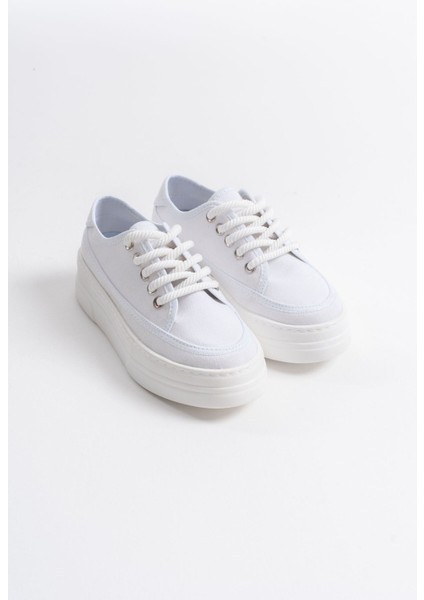 Modaserdem Glown Kadın Beyaz Keten Spor Ayakkabı fırsatları