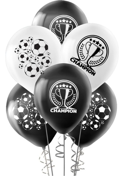Pastel Balon Baskılı 100LÜ Champion Siyah Beyaz