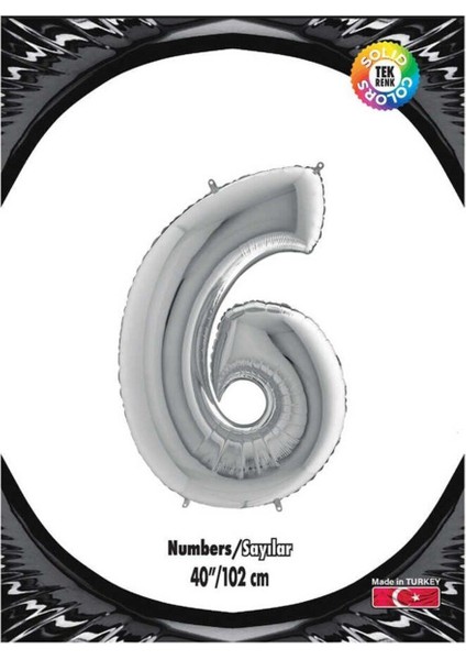 6 Gümüş 40 Inch Folyo Balon