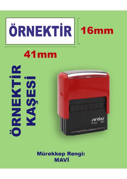 Onaylandı Kaşesi, 911 (41MM*16MM) Mavi Keçeli Otomatik Kaşe