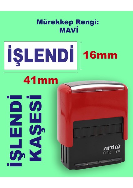 Onaylandı Kaşesi, 911 (41MM*16MM) Mavi Keçeli Otomatik Kaşe