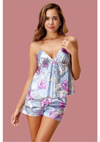 Kadın Saten Ip Askılı & Şortlu Takım L.n0.u1.rt.11