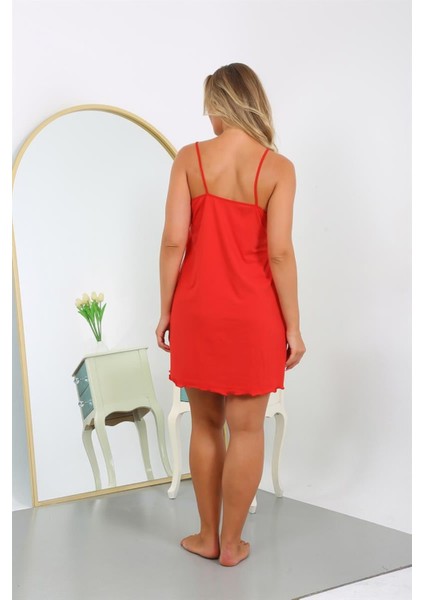 Kadın Pamuklu Ip Askılı Büyük Beden Gecelik NSL986 indirimleri