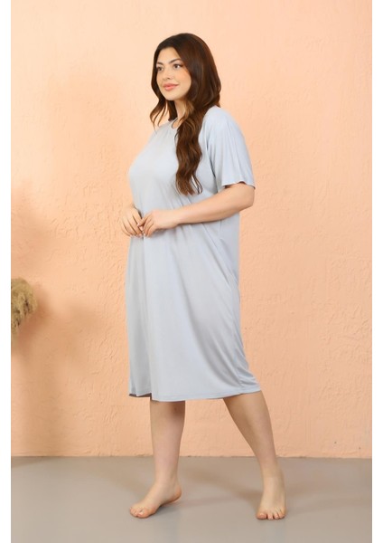 Kadın Büyük Beden Penye Kısa Kol Gri Gecelik fiyatları