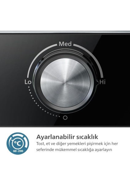 Inox Paslanmaz Gövde, Hızlı Pişirme Için Yüksek Güç, Çıkarılabilir Yapışmaz Plakalar 5000 Serisi Izgara ve Tost Makinesi 2200W
