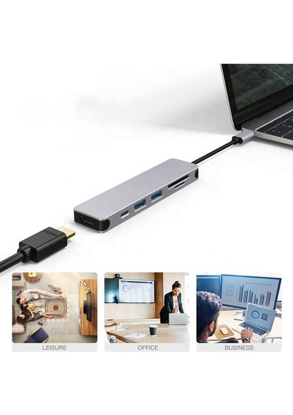 6in1 Type-C Hub Adaptör – Laptop, Tablet ve Telefon Uyumlu 4K Hdmı, USB 3.0, Sd/tf Kart Okuyucu ve Pd 55W Hızlı Şarjlı Çoklu Dönüştürücü Dock | 5gbps Veri Aktarımı | HC74C fırsatları