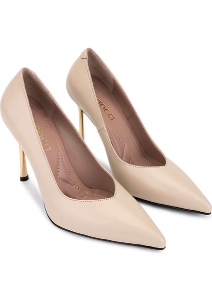 Kadın Hakiki Deri Bej Topuklu Ayakkabı 1129 411 Bn Ayk SK25-26 Bej Dr fiyatları