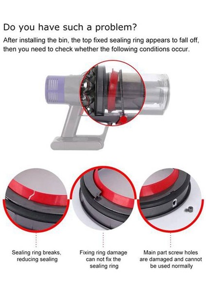 V12 V10SLIM SV18 Elektrikli Süpürge Toz Haznesi Üst Sabit Sızdırmazlık Halkası Yedek Parça Aksesuarları (Yurt Dışından) modelleri