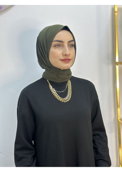 Ithal Kumaş Çıtçıtlı Hazır Şal Iki Sekılde Kullanılır Haki Renk