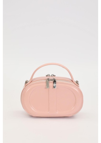 Pembe Çift Fermuarlı El Çantası