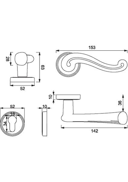 A561010 MP11 Lupe Kapı Kolu Klasik fiyatları