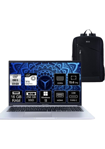 Vivobook 15 X1502VA-BQ1307 Intel Core I5 13420H 16GB Ram 256GB SSD Windows 11 Pro Fullhd 15.6" Taşınabilir Bilgisayar + Boz Çanta