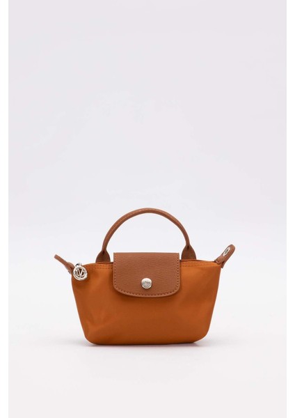 Kahve Mini Boy Deri Kapak Detaylı El Çantası