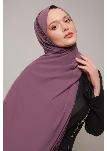 Mor Desenli Medine Ipeği Şal modelleri