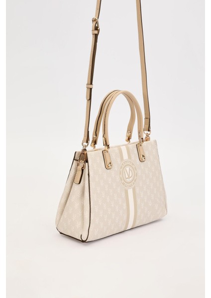 Krem Monogram Desenli El Çantası fiyatları