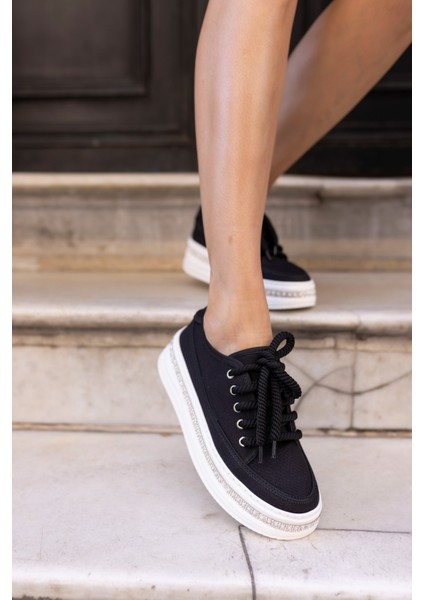 Antony Kadin Siyah Keten Taban Taşli Casual Ayakkabi fiyatları