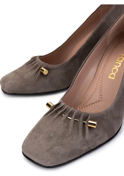 Kadın Hakiki Deri Vizon Süet Topuklu Ayakkabı 1129 101 Bn Ayk SK25-26 Vızon Suet modelleri