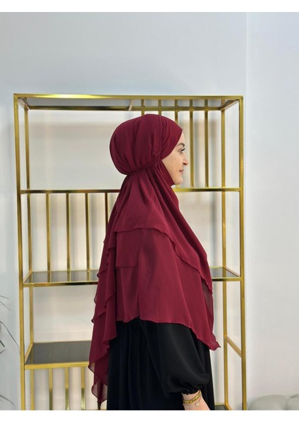 Tesettür Şifon Sufle,hazır Peçeli, Khımar ,hicap,bordo fırsatları