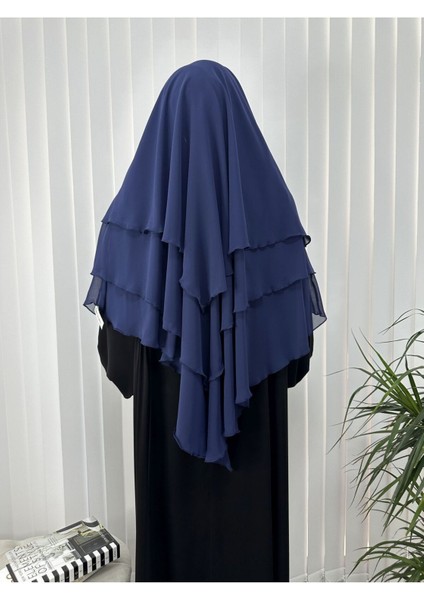 Üç Katlı Multı Sifon Sufle Eşarp ,khimar Hazır Eşarp Bağcıklı Eşarp Peçeli Indigo fırsatları