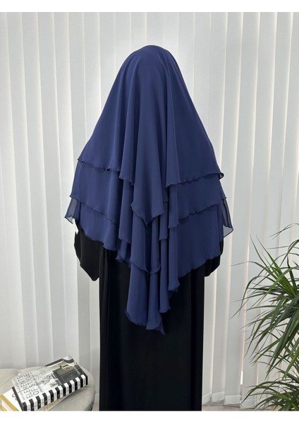 Üç Katlı Multı Sifon Sufle Eşarp ,khimar Hazır Eşarp Bağcıklı Eşarp Peçeli Indigo indirimleri