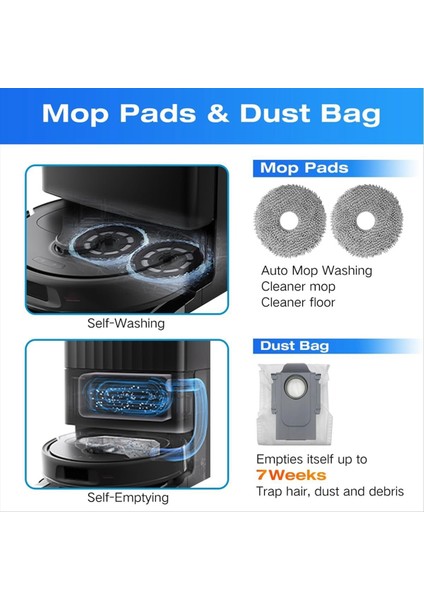 Qrevo S Robot Süpürge Ana Yan Fırça Paspas Bezi Filtre Yedek Parça Aksesuarları (Yurt Dışından) modelleri