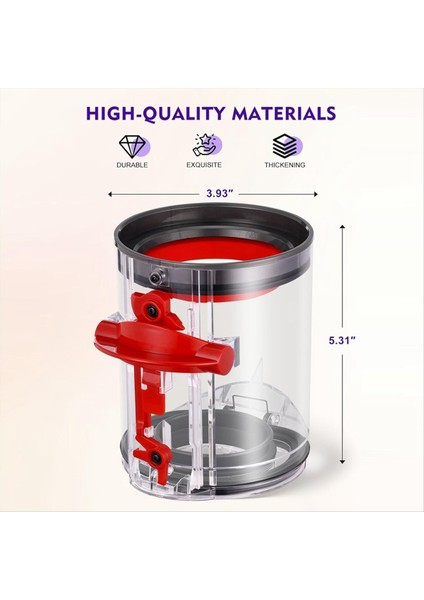 V12 SV18 SV20 Detect SLIM/V10 Dijital Slim Elektrikli Süpürge Haznesi Bağlantı Parçaları Için Toz Kutusu, Parça No. 965272-01 (Yurt Dışından) modelleri