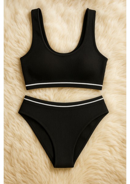 Kadın Giyim Kaşkorse Penye Pedli Büstiyer & Bikini Külot Ikili Takım LL.K45.O011.001