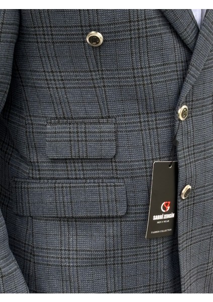 Erkek Slim Fit Ekose Desenli Kruvaze Ceket fiyatları