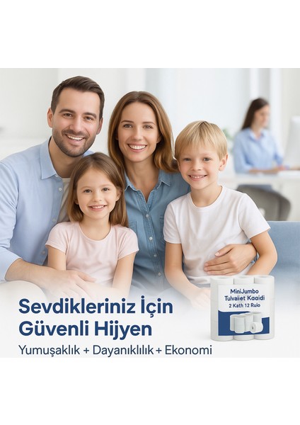Mini Jumbo Tuvalet Kağıdı 2 Katlı 12 Rulo 100 Saf Selüloz Yumuşak Dayanıklı Yerli Üretim Ekonomik ve Hijyenik Tuvalet Kağıdı fırsatları