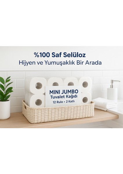 Mini Jumbo Tuvalet Kağıdı 2 Katlı 12 Rulo 100 Saf Selüloz Yumuşak Dayanıklı Yerli Üretim Ekonomik ve Hijyenik Tuvalet Kağıdı indirimleri