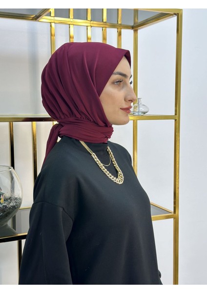 Ithal Kumaş Çıtçıtlı Hazır Şal Iki Sekılde Kullanılır Bordo Renk