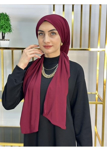Ithal Kumaş Çıtçıtlı Hazır Şal Iki Sekılde Kullanılır Bordo Renk fırsatları